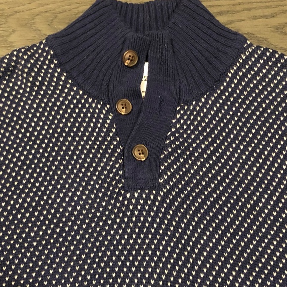 90s IZOD Boys Soft Cotton Knit Pullover Button Neck Navy Blue/White Sweater~Lg - Picture 3 of 6